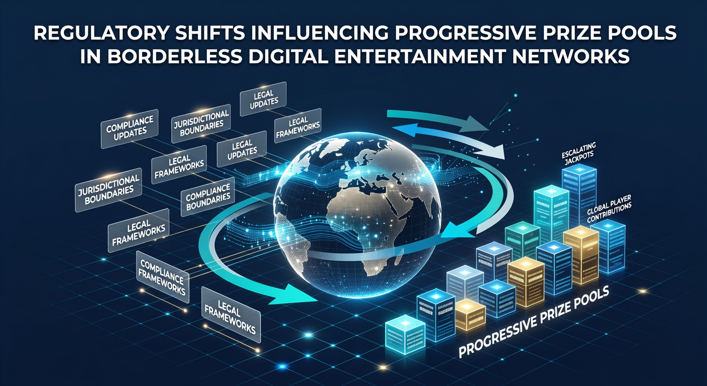Global digital entertainment network visualization showing interconnected progressive prize pools across multiple jurisdictions