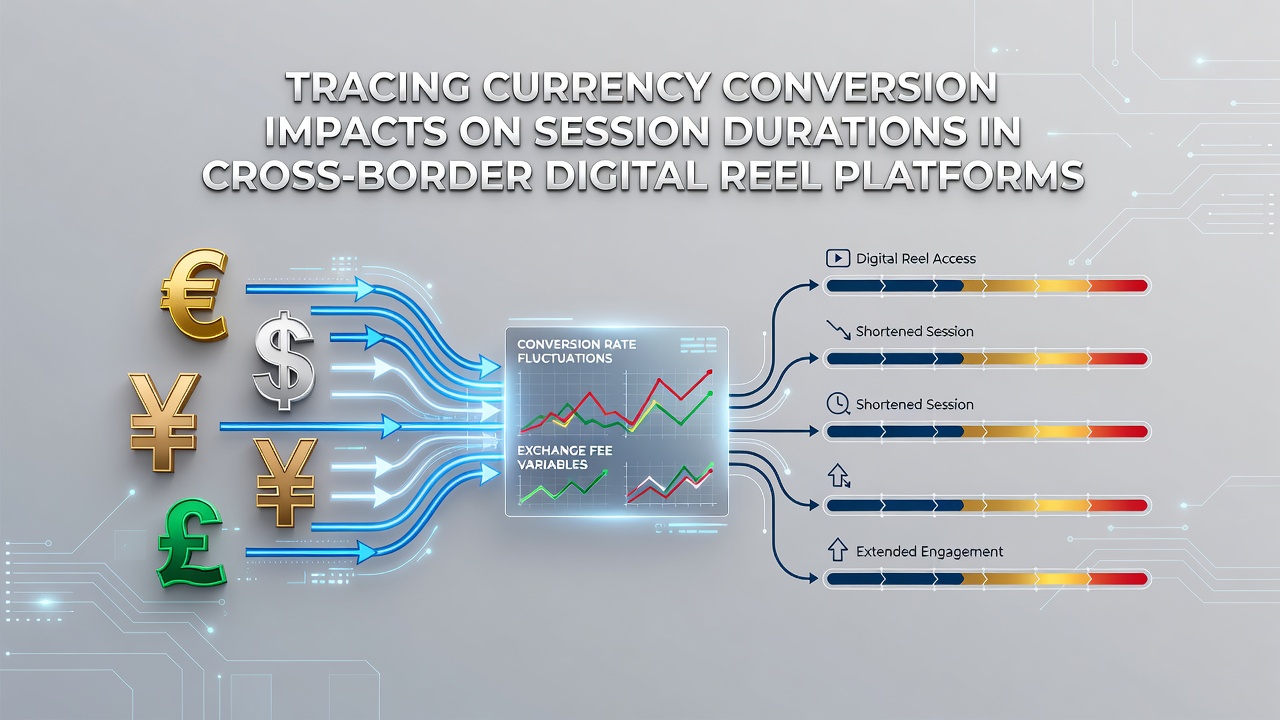 Analytics chart comparing session lengths with and without currency conversion across global reel platforms
